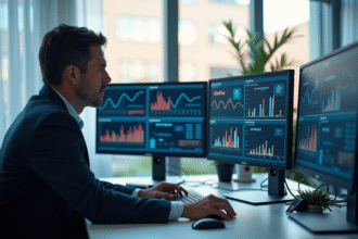 Analyste professionnel examinant des graphiques de vulnérabilite
