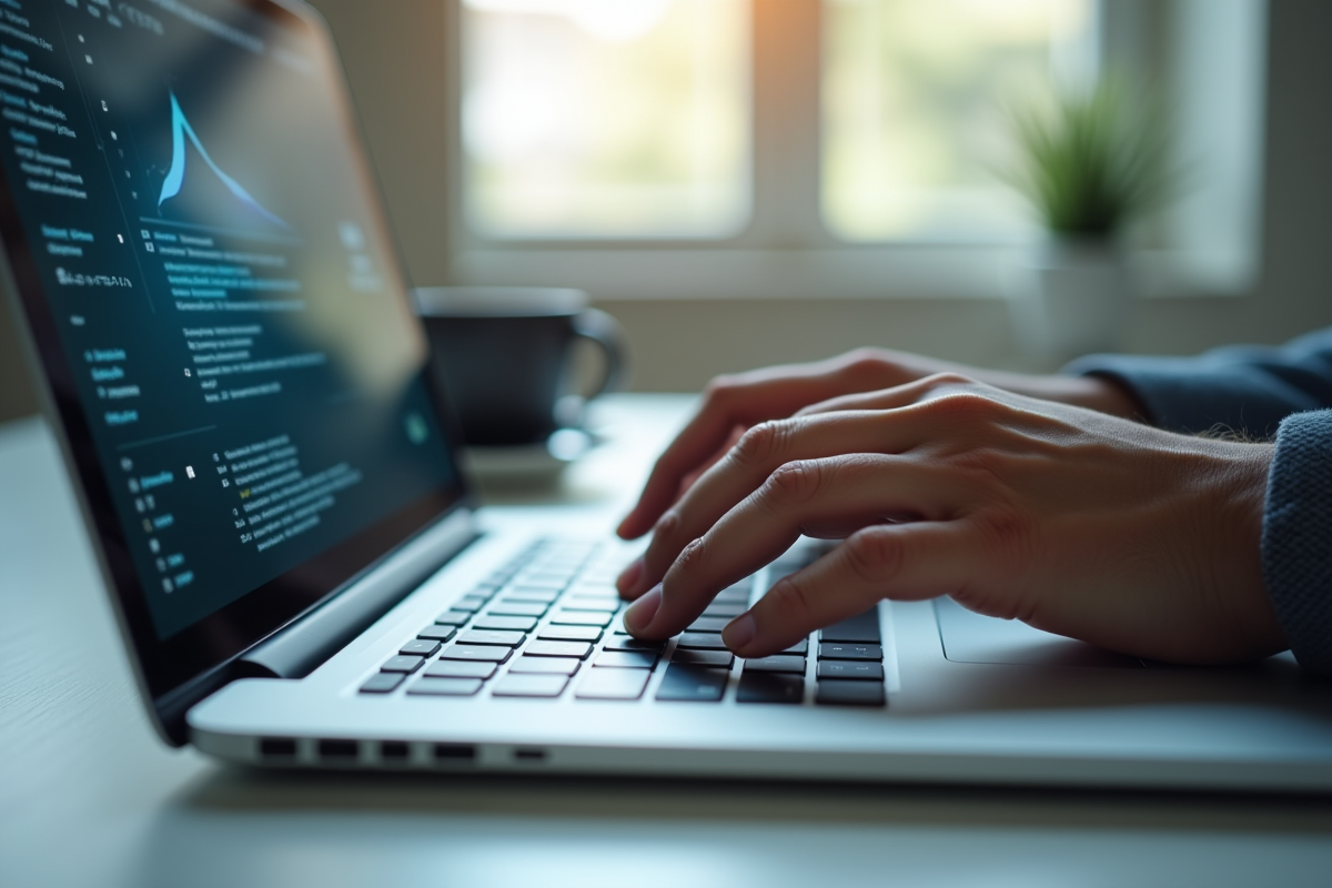 Mains tapant sur un clavier d