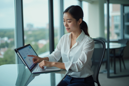 Jeune femme professionnelle utilisant une tablette numérique