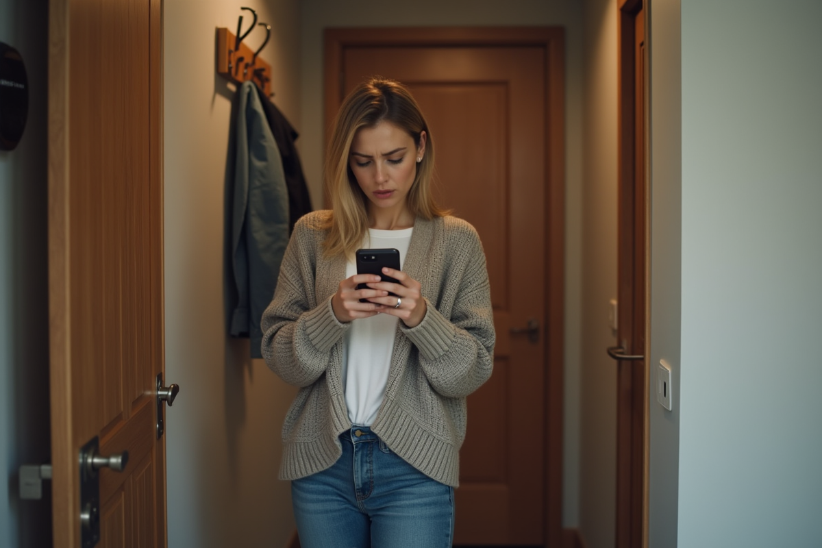 Femme vérifiant une notification d