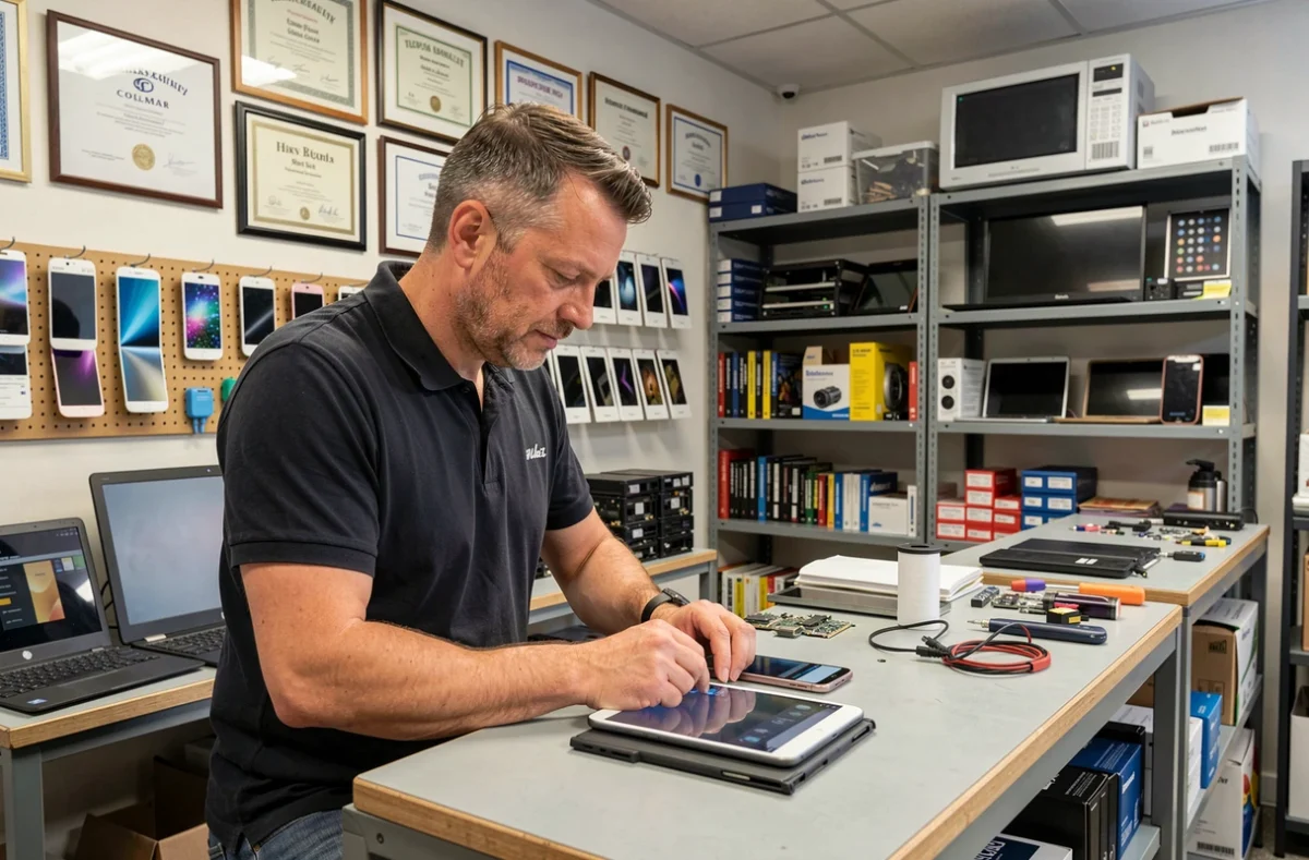 Technicien polyvalent de Yes Électronique Colmar réparant smartphone et tablette